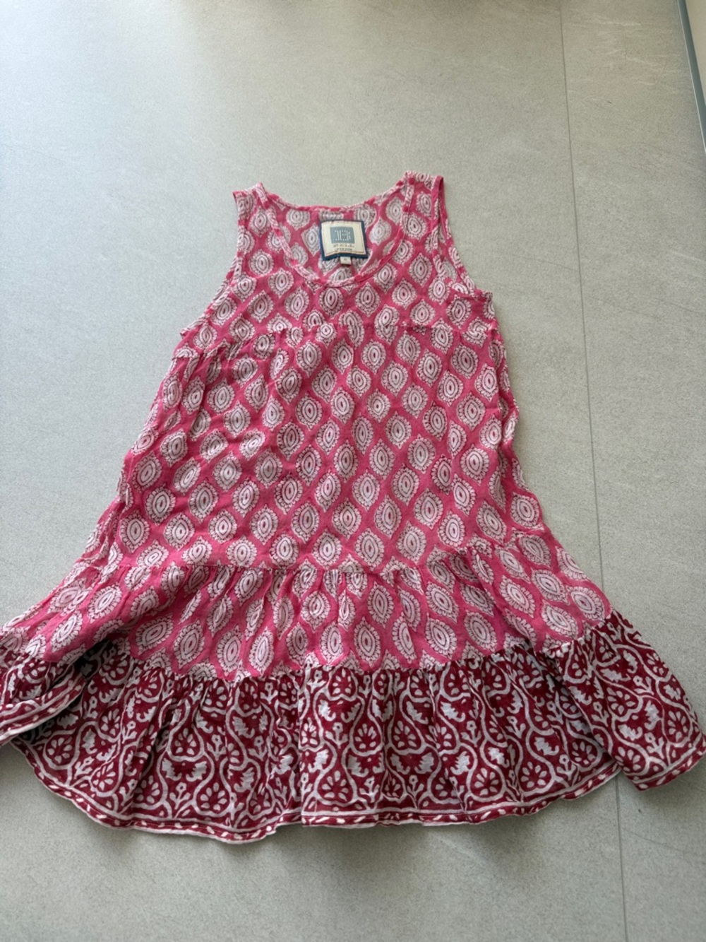 Girls Pink Printed Sleeveless Girls' Dress - Tea Collection